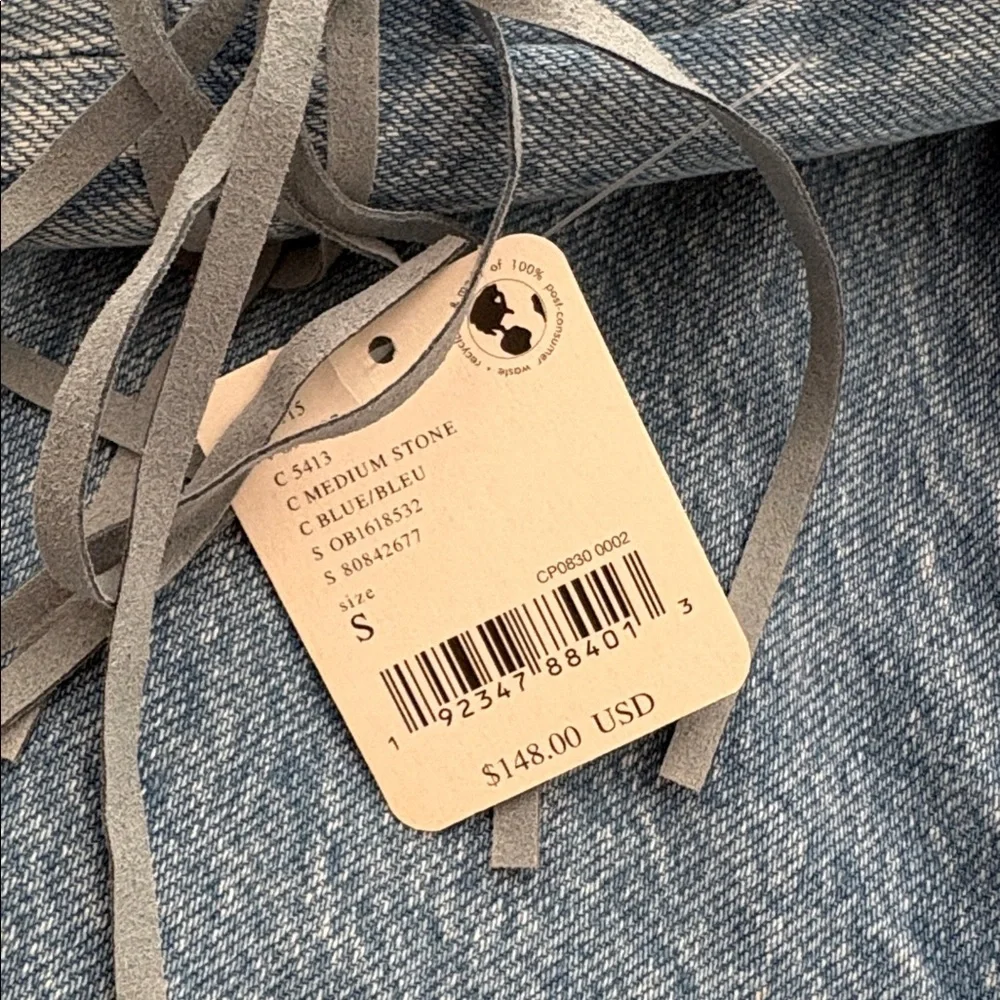 NWT free people fringed out denim jacket - Picture 3 of 4